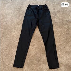 Black Slim Fit Faux Leather Pants